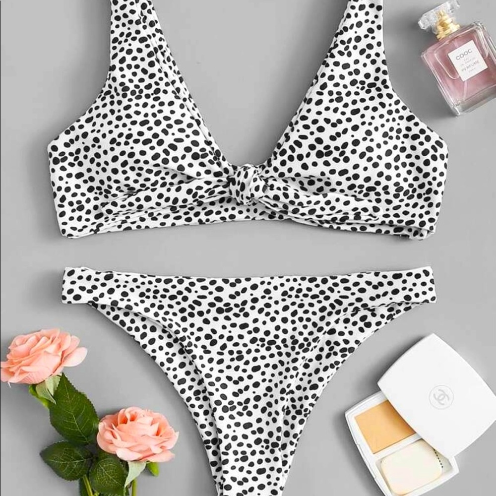 SHEIN Front tie dot print bikini almost new
